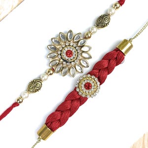Handcrafted Royal Kundan Rakhi Gift Set | Traditional Raksha Bandhan Bracelet for Brother, Bhai, Sibling & Kids | Premium Designer Rakhi