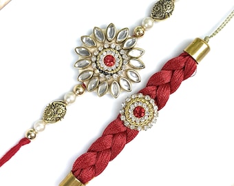 Handcrafted Kundan Rakhi Bracelet: Raksha Bandhan Gift Set