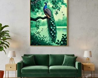 Majestic Peacock Digital Wall Art – Printable Bird Painting, Nature Home Decor | Instant Digital Download