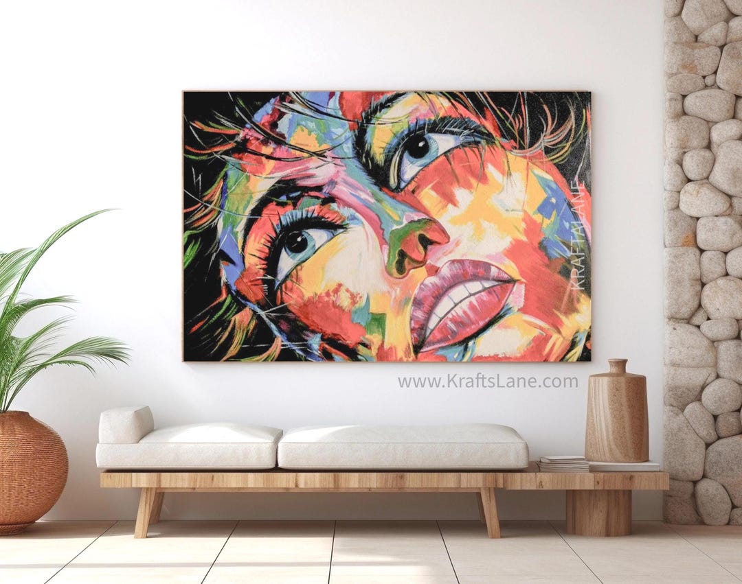 Colorful Abstract Woman Face Wall Art Print – Modern Pop Art Portrait ...