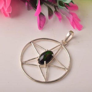 Natural Opal Pendant, Black Opal Pendant, 925 Sterling Silver Pendant, Fire Opal Pendant, Handmade Necklace, Gift Pendant