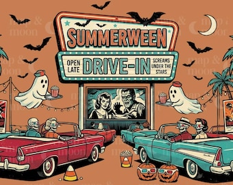 summerween png, hot ghoul summer, spooky summer, summer Halloween png, ghost book png, bookish summerween, beach vibes, retro halloween