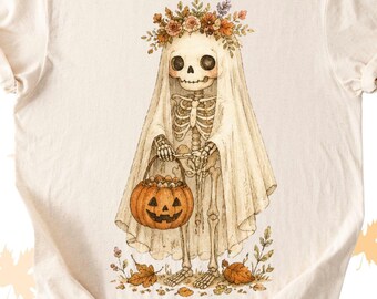 Bloemenskelet png, bloemenherfst, meisjesherfst, herfstvibes, bloemenpompoen png, boho Halloween, preppy halloween, zomerfeest, dag van de doden