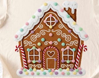 ラッチフックヤーンPNG、ジンジャーブレッドハウスPNG、クリスマスハウスPNG、フェイクヤーン刺繍PNG、かぎ針編みPNGデザイン、ガーリークリスマスPNG