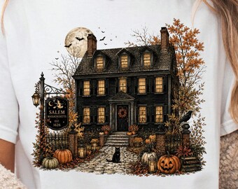 Haunted house png, Salem Halloween, spooky ghost png, fall vibes, Halloween book club png, ghost book png, spooky season, bookish halloween
