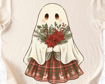 Ghost Christmas patchwork, Halloween patchwork , patchwork cute ghost png,patchwork png,faux embroidery png, Girly fall png, coquette ghost