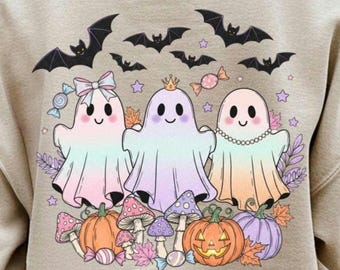 Irisierender Halloween Png, Schleifen Geist, irisierender Geist Kürbis, Kürbis Geist, Kokette Schleife Geister