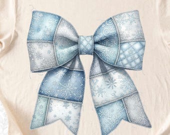 スノーフレークPNG | 冬のPNGデザイン | ガーリークリスマスPNG | 素朴なクリスマスPNG | パッチワークPNG | フェイク刺繍 | クリスマスリボンボウ
