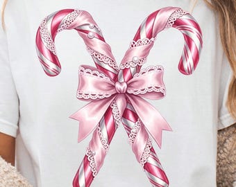 Candy cane png | girly christmas png | pink christmas | coquette bow png | Christmas girly png | trendy Christmas png | preppy Christmas