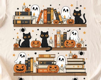 Spooky bookshelf, Halloween book png,ghost book,librarian Halloween, bookish halloween, spooky book shelf,ghost reading png,spooky book club