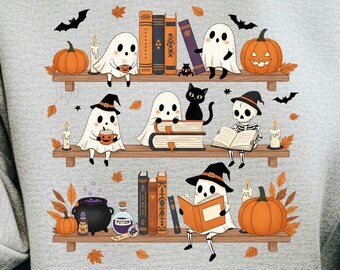 Spooky Bookshelf PNG: Halloween Ghost Book Clipart (Digital Download