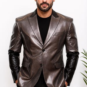 Ghost Papa Emeritus Costume Blazer | Gothic Rock Faux Leather Jacket | Silver Black Stagewear | Men&#39;s Concert Outfit | Halloween Gift