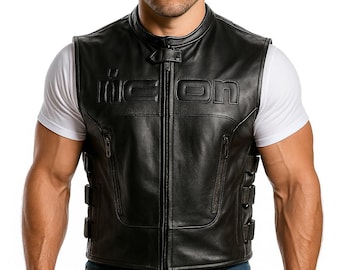 Skull Biker Vest – Gothic Motorcycle Leather Riding Gear