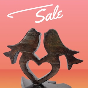 Handcrafted Wooden Love Birds Figurine.