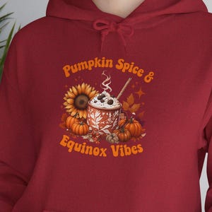 Pumpkin Spice & Equinox Vibes Hoodie, Autumn Equinox Shirt, Fall Witchy Sweater, Cozy Autumn Shirt, Mabon, Fall Coffee Lover Gift