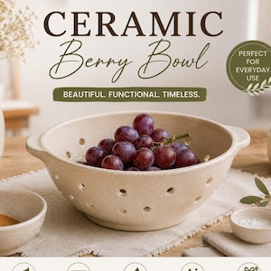 Handmade Berry Bowl Pottery Template | Pottery Fruit Bowl | Ceramic Berry Bowl | Berry Washing | Kitchen Decor | PDF Printable