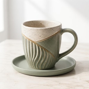 Modello per tazza da caffè in ceramica / Modello stampabile per tazza in argilla in PDF / Guida alla costruzione con lastre / Modello per ceramica fai da te / Tazza moderna
