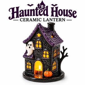 Haunted House Ceramic Lantern Template, Halloween Clay Pottery Pattern, Printable PDF, DIY Ceramic House, Slab Building Guide
