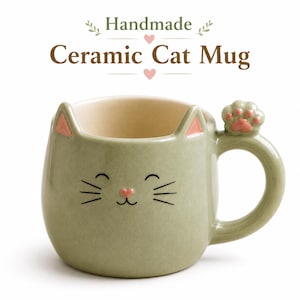 Vorlage für eine Keramiktasse mit Katzenmotiv zum Ausdrucken | PDF-Anleitung für eine Keramiktasse | Vorlage für die Plattentechnik | DIY-Anleitung für Keramik | Digitaler Download einer Katzentasse