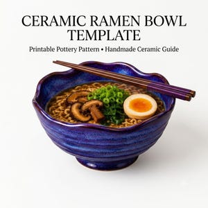 Ceramic Ramen Bowl Pottery Template PDF | Printable Clay Pattern | Handmade Pottery Guide | Slab Building Template | DIY Ceramic Bowl