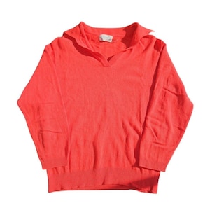 Lyle & Scott Vintage Orange V-Neck Polo Sweater 3/4 Sleeve Made in Scotland image 1