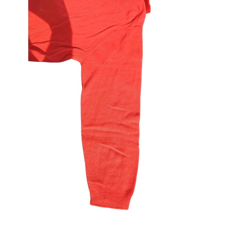 Lyle & Scott Vintage Orange V-Neck Polo Sweater 3/4 Sleeve Made in Scotland image 4
