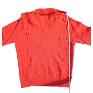 Lyle & Scott Vintage Orange V-Neck Polo Sweater 3/4 Sleeve Made in Scotland image 3