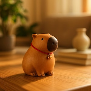 Figura de madera de carpincho - Animal tallado a mano - Talla de madera de carpincho - 5 cm Marrón natural