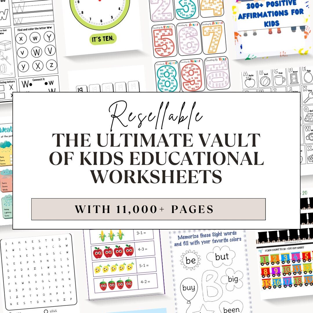 The Ultimate Vault of Kids Education Worksheets | Resellable Vault ...