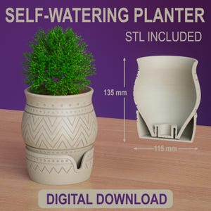 Vaso autoirrigável impresso em 3D STL