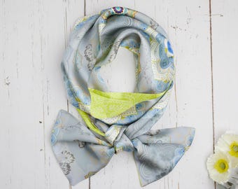 Spring Flowers Mulberry Silk Neck Scarf Spring Flower Mulberry Satin Silk Stole Women Square Scarf  main image 4