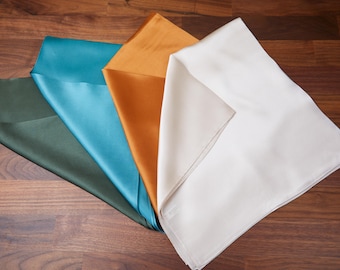 100% Natural Mulberry Silk Scarf, 26" x 26" Plain Scarf 3Pc Gift Bundle, 4 Colors, One Side Print Square Scarf, Silk Bandana Gift for Her