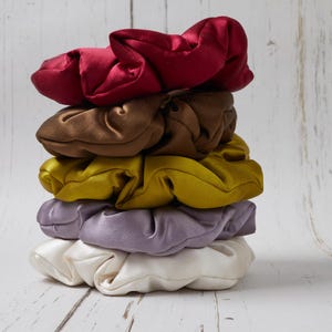 Mulberry Silk Medium 6&quot; Scrunchies in multiple colors. 30 Momme Pure Mulberry Silk, Silk Hair Bobble. Silk Hair Ties, Luxury Silk Accessory