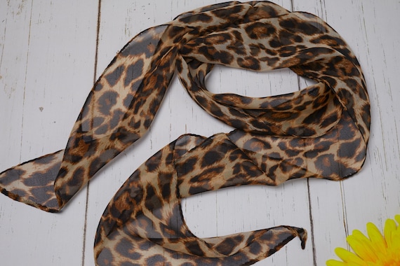 100% Natural Mulberry Leopard Print Chiffon Silk Scarf 3pc  display picture 1