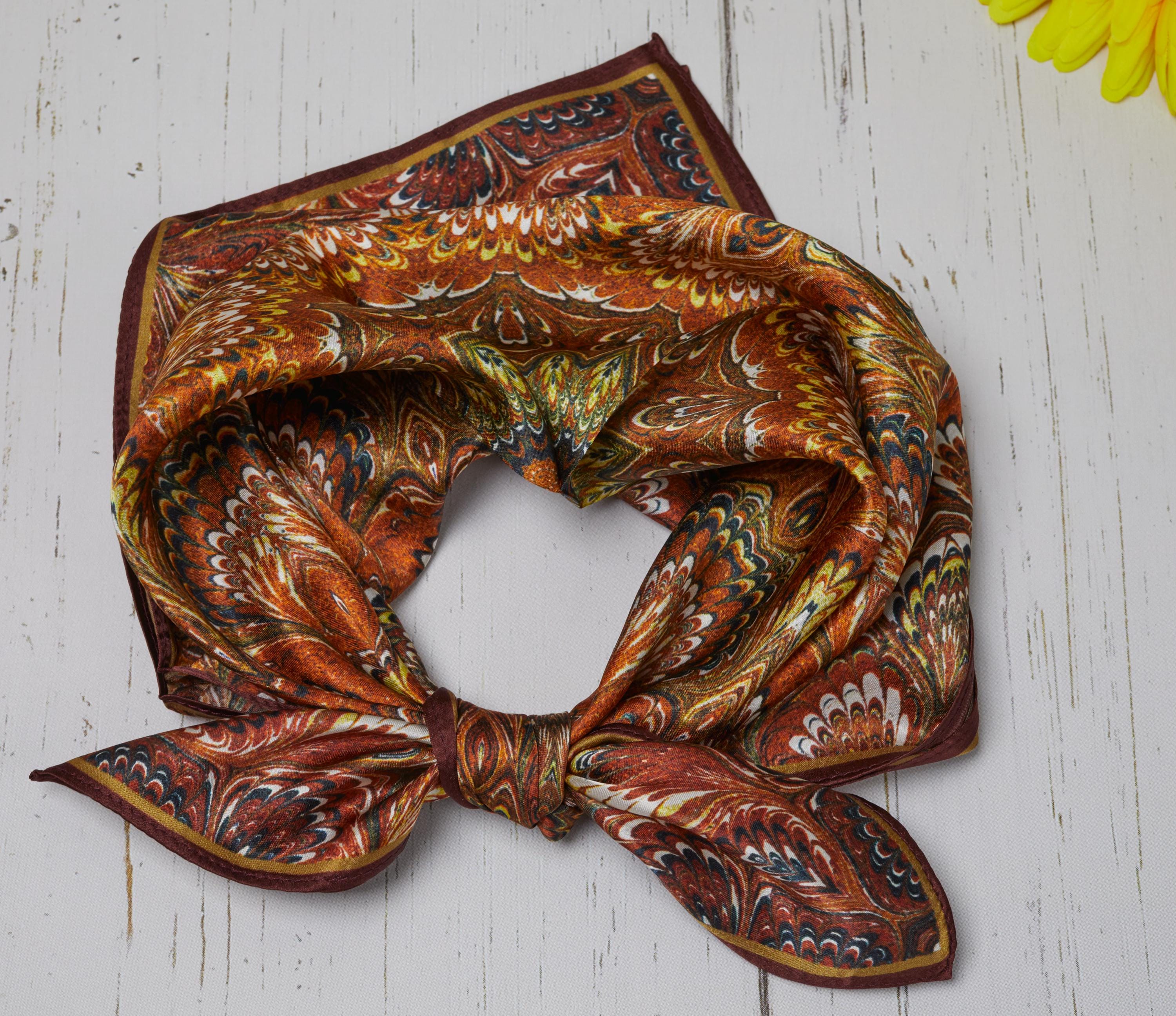 Clock Vintage Scarf Square | Floral Print | Baroque Pattern  Colorful Clock Motif Scarf main image 1