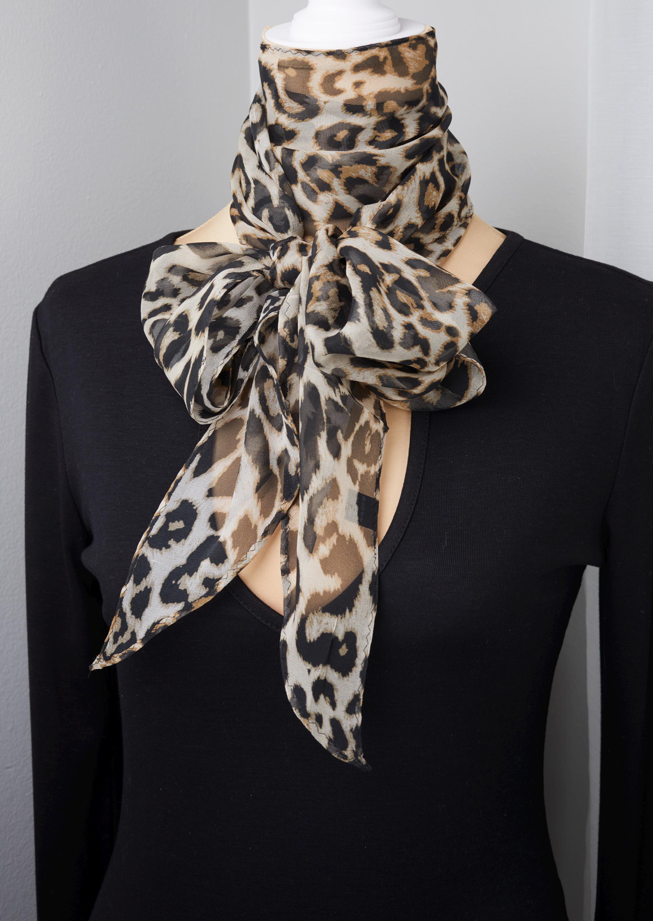 Leopard Mulberry Silk Neck Scarf Luxury 100% Pure Mulberry Silk Scarf - Midnight Leopard  main image 2