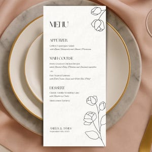Elegant Floral Wedding Menu Template: Printable, Editable (Digital Download)