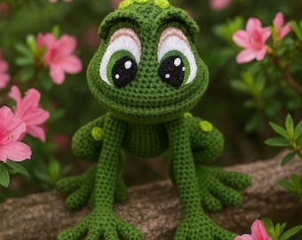 Frog Amigurumi Crochet Pattern PDF – Cute Stuffed Animal Toy Tutorial, Plush Plushie DIY Doll Instructions, Instant Download