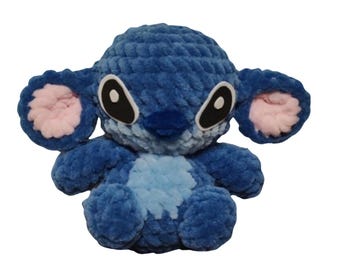 Crochet Stitch Plush Pattern - Handmade Amigurumi Stuffed Toy - Cute Blue Alien Gift for Kids and Collectors - Crochet Plush Doll