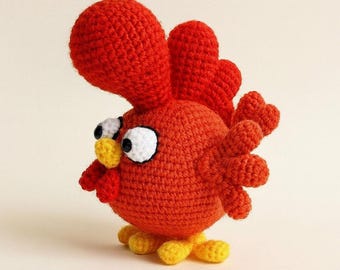 Amigurumi Rooster Crochet Pattern PDF – Farm Animal Chicken Plush Toy Tutorial, Digital Download, DIY Stuffed Bird Pattern