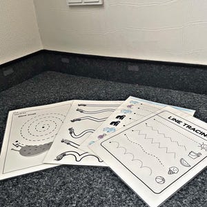 Reusable Montessori 4 Tracing Lines – Laminated Learning Sheet (Ages 3+)