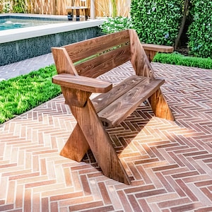 Leopold Bench Plans, DIY Wooden Patio Bench Build Guide, Outdoor Garden Woodworking Plans, PDF Digital Download