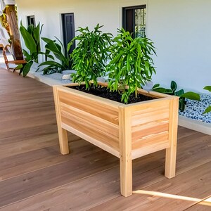 Step-by-step DIY raised planter box woodworking plans: build a sturdy, beautiful cedar garden bed (H 39.5" W 61", D 29") for patio, balcony, or backyard. Includes easy-to-follow PDF guide with detailed drawings, cut list, materials list (3x 2x4x8', 9x 1x6x6' cedar), and color-coded assembly instructions—perfect for growing vegetables, herbs, or flowers. Beginner-friendly, cost-effective, and designed to save 50% vs. store-bought planters. Instant download after purchase.