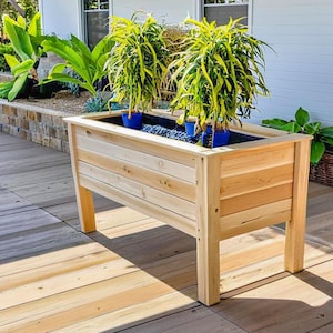 Step-by-step DIY raised planter box woodworking plans: build a sturdy, beautiful cedar garden bed (H 39.5" W 61", D 29") for patio, balcony, or backyard. Includes easy-to-follow PDF guide with detailed drawings, cut list, materials list (3x 2x4x8', 9x 1x6x6' cedar), and color-coded assembly instructions—perfect for growing vegetables, herbs, or flowers. Beginner-friendly, cost-effective, and designed to save 50% vs. store-bought planters. Instant download after purchase.