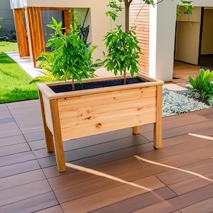 Step-by-step DIY raised planter box woodworking plans: build a sturdy, beautiful cedar garden bed (H 39.5" W 61", D 29") for patio, balcony, or backyard. Includes easy-to-follow PDF guide with detailed drawings, cut list, materials list (3x 2x4x8', 9x 1x6x6' cedar), and color-coded assembly instructions—perfect for growing vegetables, herbs, or flowers. Beginner-friendly, cost-effective, and designed to save 50% vs. store-bought planters. Instant download after purchase.