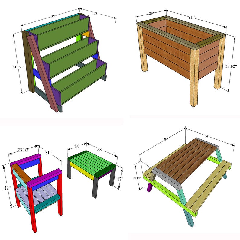 DIY woodworking plans bundle with 12 detailed blueprints for indoor and outdoor garden furniture projects including benches, planter boxes, picnic tables, patio sets, and storage shelves. Step-by-step guides ideal for beginners and experienced woodworkers. Affordable plans to build custom garden furniture and home décor. Perfect for DIY enthusiasts seeking versatile, budget-friendly woodworking project ideas and designs.