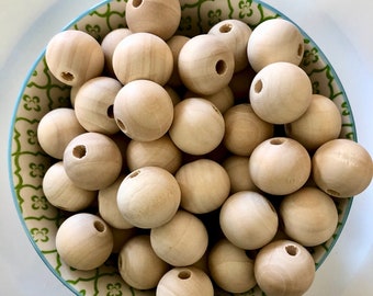 20 mm natural wood beads - 3/4 inch wood beads, loose natural wood bead supplies, wholesale wood beads, bulk wood beads, garland beads,