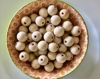 16 mm natural wood beads, loose natural wood bead supplies, wholesale wood beads, bulk wood beads, garland beads,