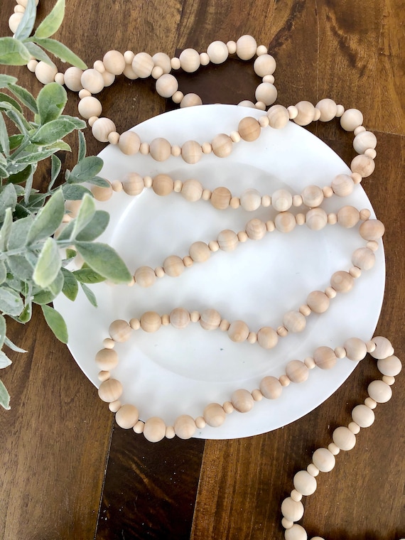 Long Wood Bead Garland/christmas 