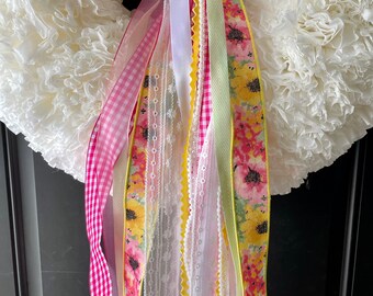 Easter wreath ribbon set, spring ribbon bundle, pink and rose tone, spring ribbon set, front door wreath ribbons, modern farmhouse